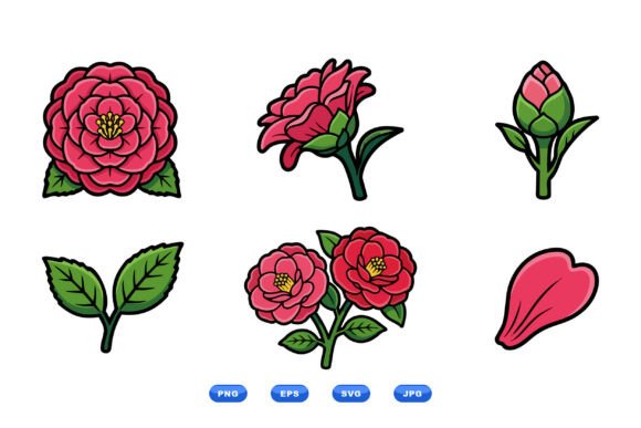 Review: Camellia Floral Clipart Pack for Embroidery