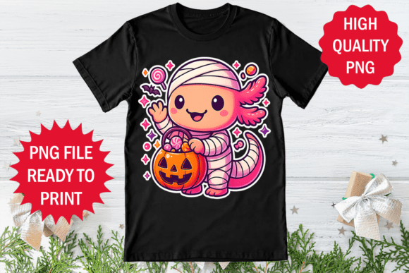 Review: Ghost Axolotl with Pumpkin Halloween Png for Embroidery