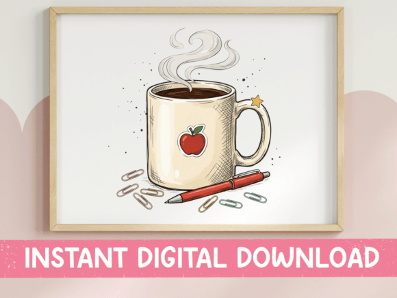 Review: Teacher Coffee Mug Apple Pen Clipart