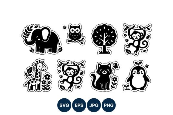 Reviewing Black White Cute Animal Vector Stickers