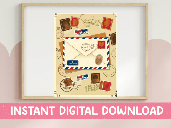 Vintage Air Mail Letter Postage Print Review